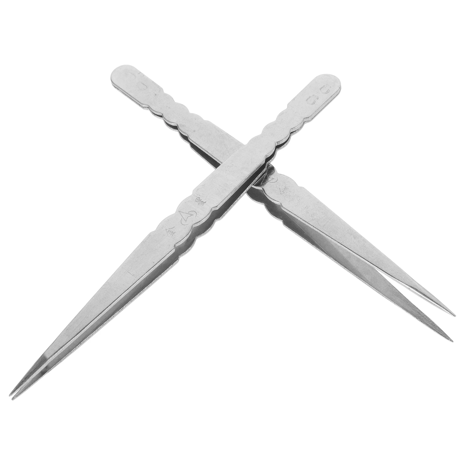 

2 Pcs Stainless Steel Tweezers Metal Electronic Small Precision Electronics Stamp