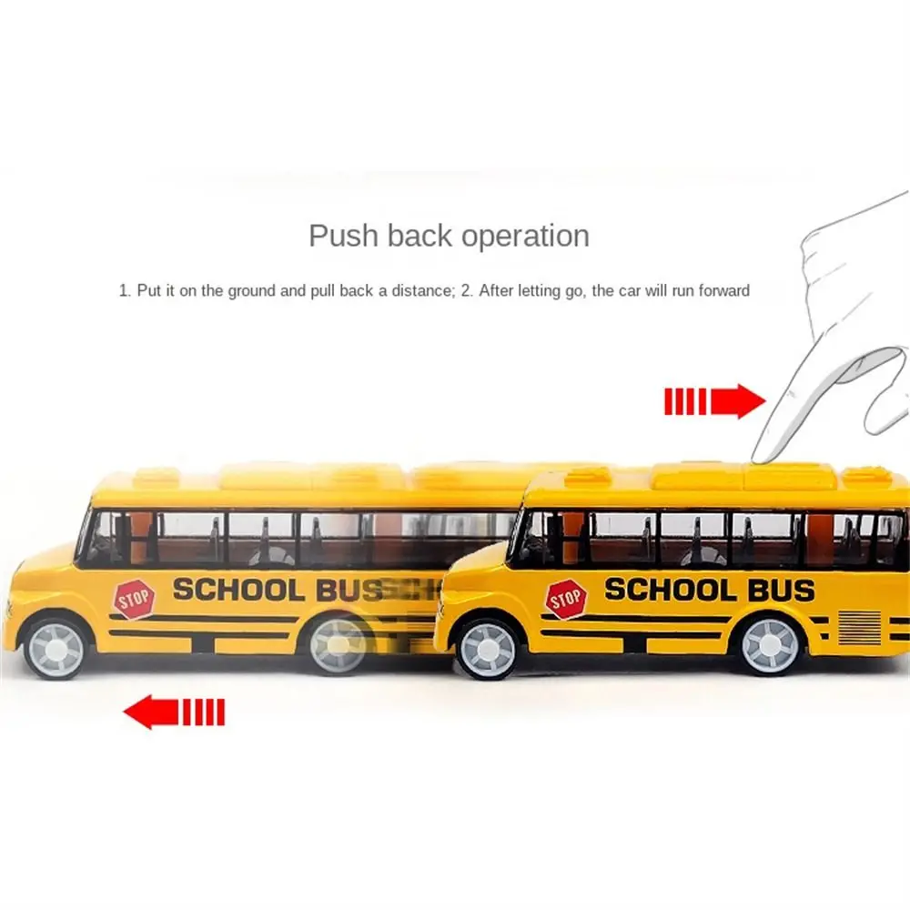 Vehicle Model Alloy Bus Model High Imitation Bus Shape Pull Back Car Ornaments Simulation School Bus Model Collection Toys