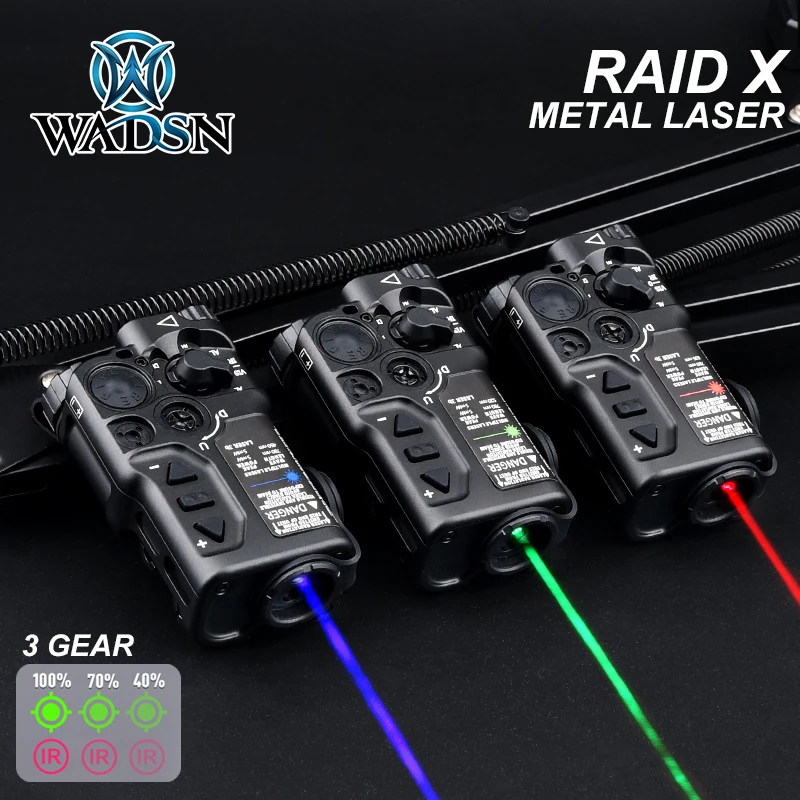 WADSN Metal Raid X Tactical Red Green Blue IR Strobe Laser Aiming 3gear Airsoft Weapon rifle Sight Accessory 20mm Picatinny Rail