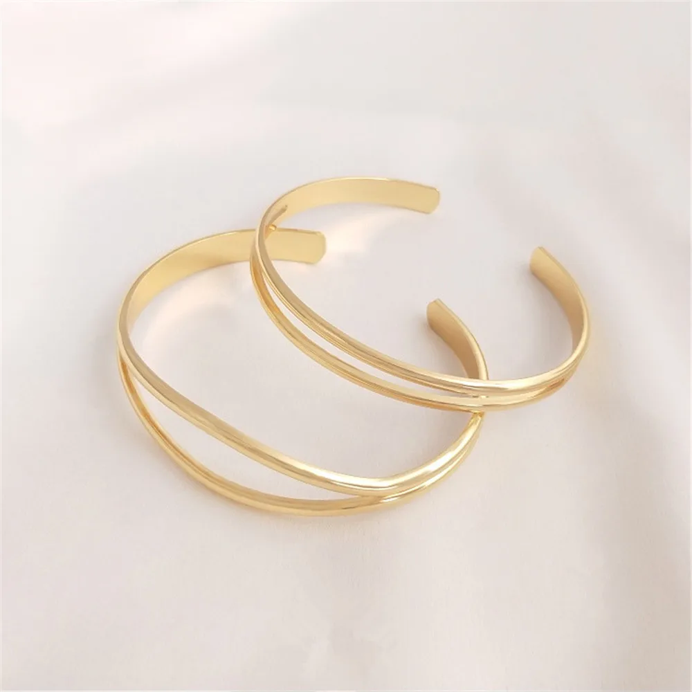 

14K Copper Clad True Gold Hyperbolic Open Bracelet, Simple and Fashionable French Women's Bracelet Ring DIY Handmade Bracelet