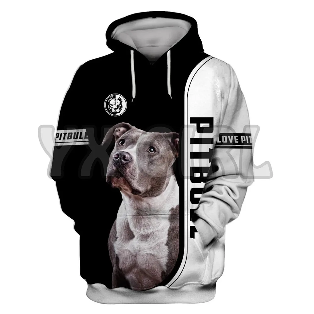 Love Dog Pit Bull Terrier 3D All Over Printed Hoodies Women's For Men Pullovers Street Tracksuit Love Dog Gift