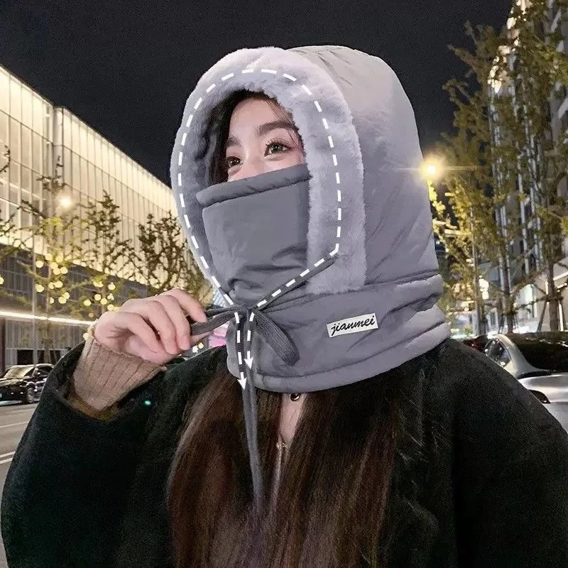 Inverno grosso quente boné equitação ao ar livre à prova de vento frio boné pescoço chapéu pode usar capacete para homens e mulheres