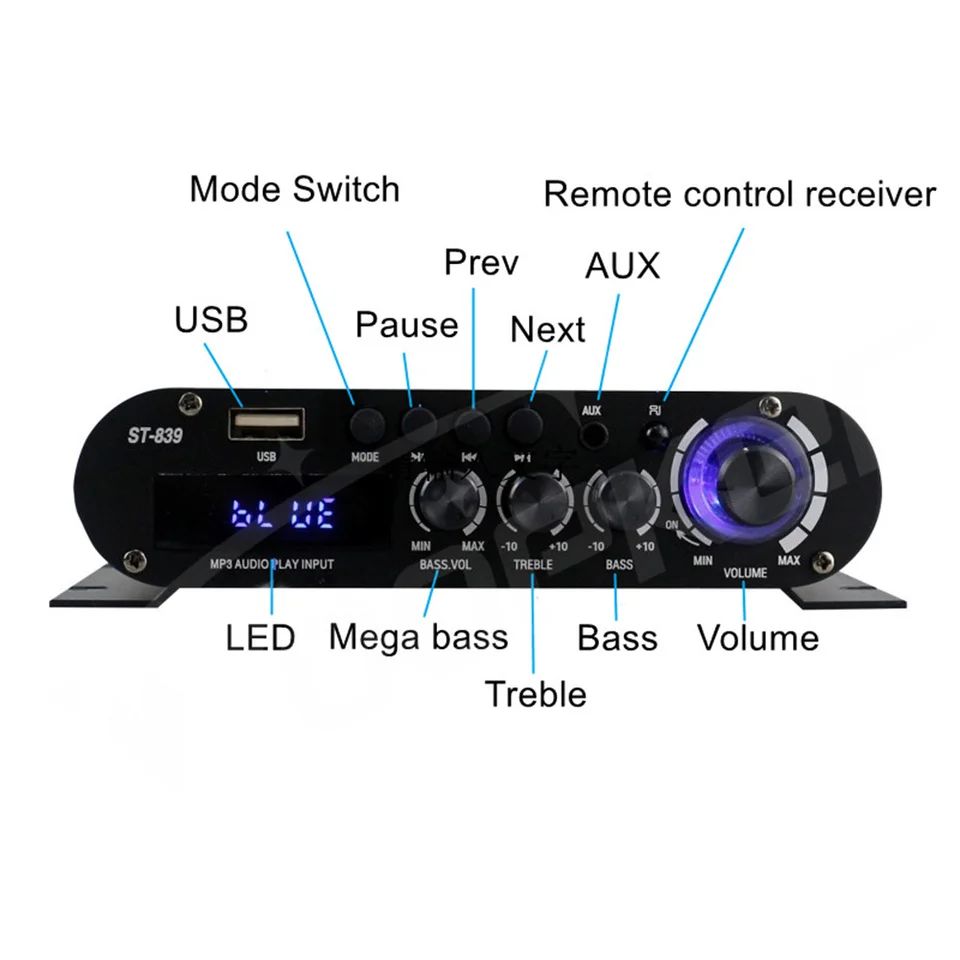 Woopker ST-839 HiFi 2.1 チャンネルパワーアンプ 25 ワット * 2 + 40