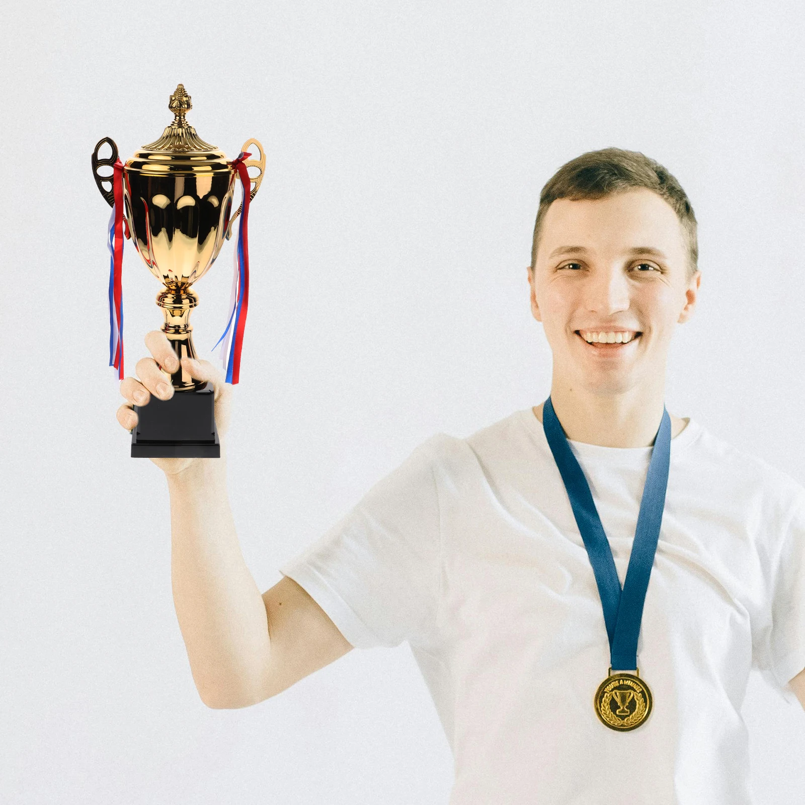 

1pc Champion Trophy Premium Metal Award Black Base 45Cm Sports Competition Ceremony Trophy Basketball
