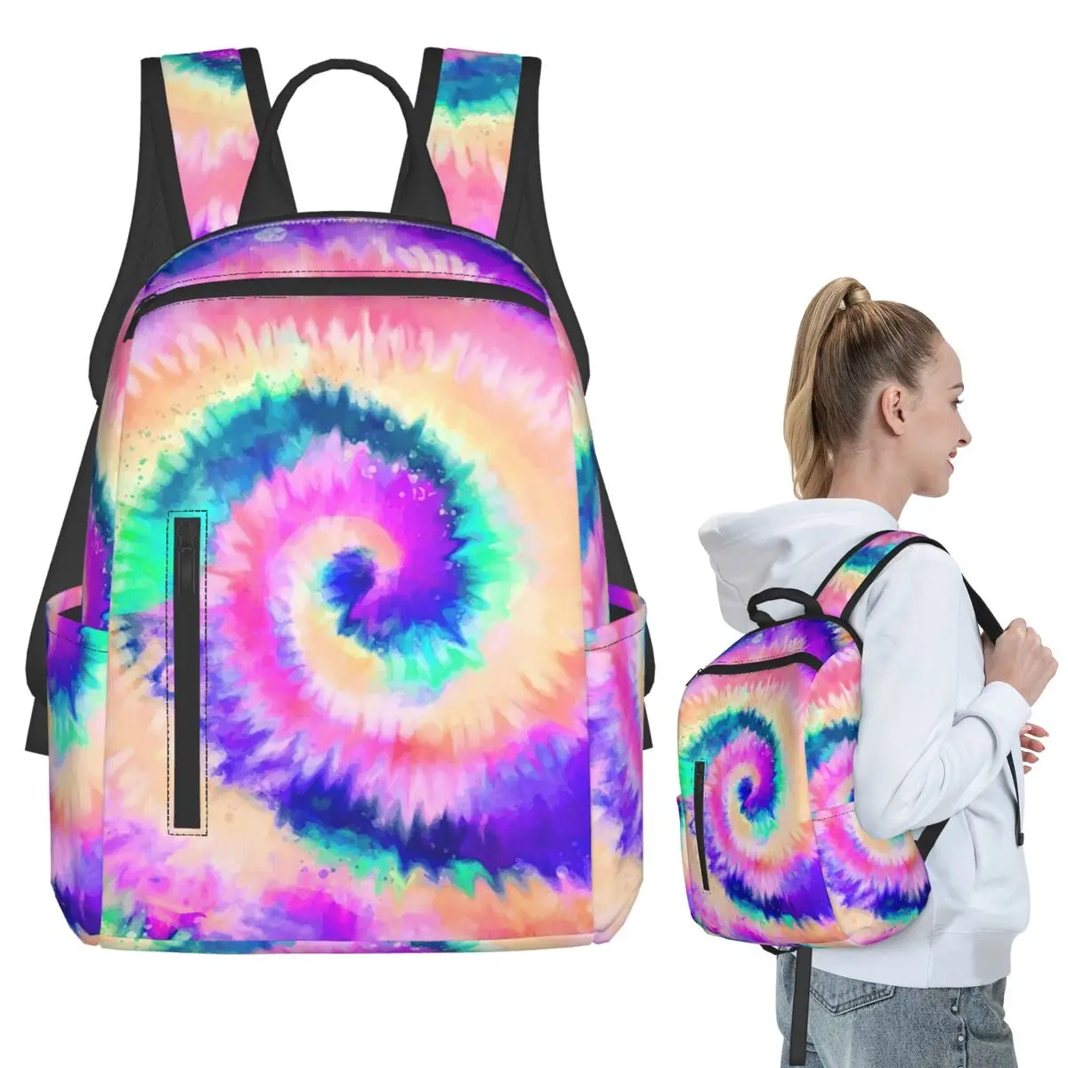 

Colorful Gradient Tie Dye Swirl Backpack Student BookBag Kids School Bag Laptop Shoulder Bags Men Women