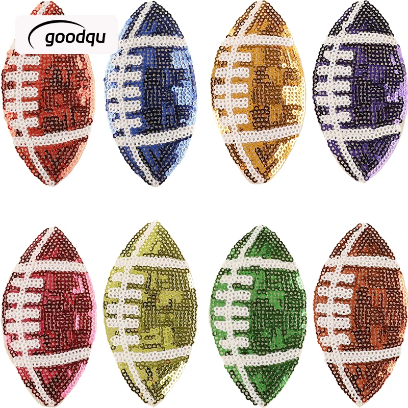 Glitter rugby ferro em remendo para roupas ao ar livre adesivo jaqueta bordado costurar tecido crianças ponto térmico diy naszywki mochila