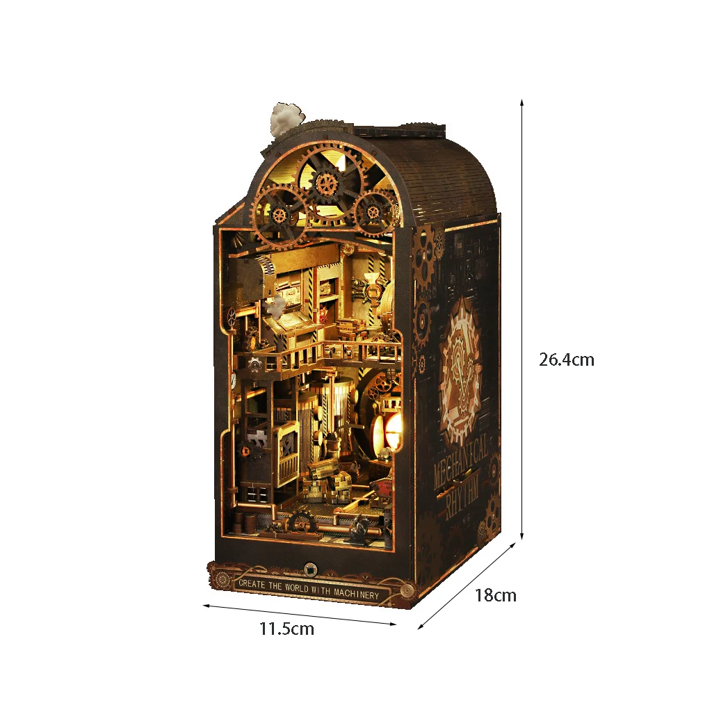 

OUZEY 3D Steampunk Book Nook DIY Kit - Mechanical Gears Wooden Model, Industrial Vintage Desk Decor Gift for Adults
