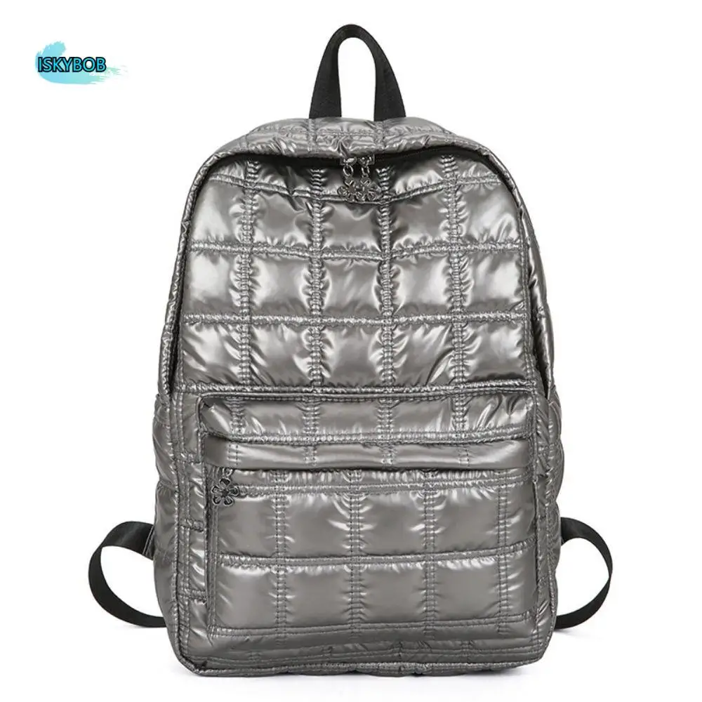 

Elegant Solid Color Space Cotton Backpack Cloud Pleated Bubble Shoulder Bag Large Capacity Nylon Student Schoolbag Daily