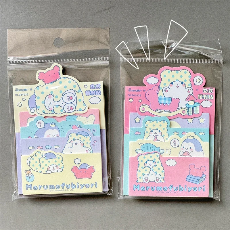 Anime Kawaii Sanrio Marumofubiyori Sticky Note Notepad Stickers Portable Ins Cute Kids Toys Friend Gift Birthday Gift For Girls