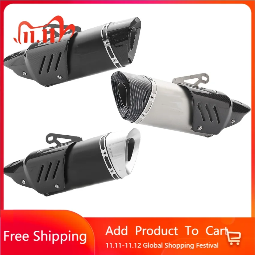 STLF Motor Motorcycle Exhaust System Universal Muffler Motorcycle Exhaust 51mm Motorcycle Scooter ATV Exhaust Muffler Pipe