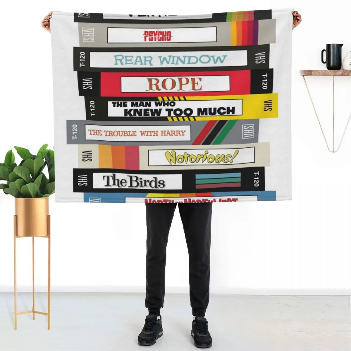 

Alfred Hitchcock VHS tapes Throw Blanket Men's Soft Warm Throw Blanket for Couch
