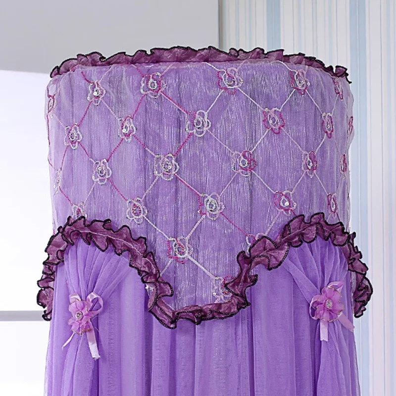 Cylindrical Air Conditioning Cover Purple Lace Mesh Cabinet Air Conditioning Cover Circular Cabinet Hood Home Dust Covers﻿﻿﻿