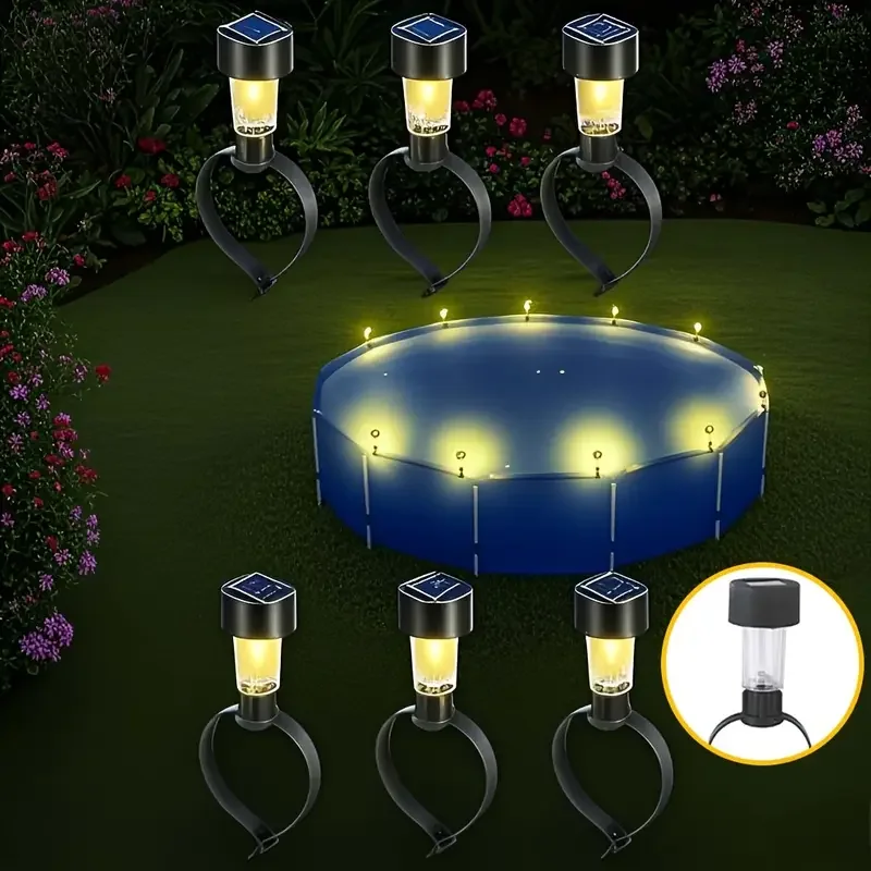 

1Pack Solar Pool Lights Warm/White/RGB LED with Gray Bands, Suitable for Ground/Metal Frame Pools | Outdoor Pool Lighting