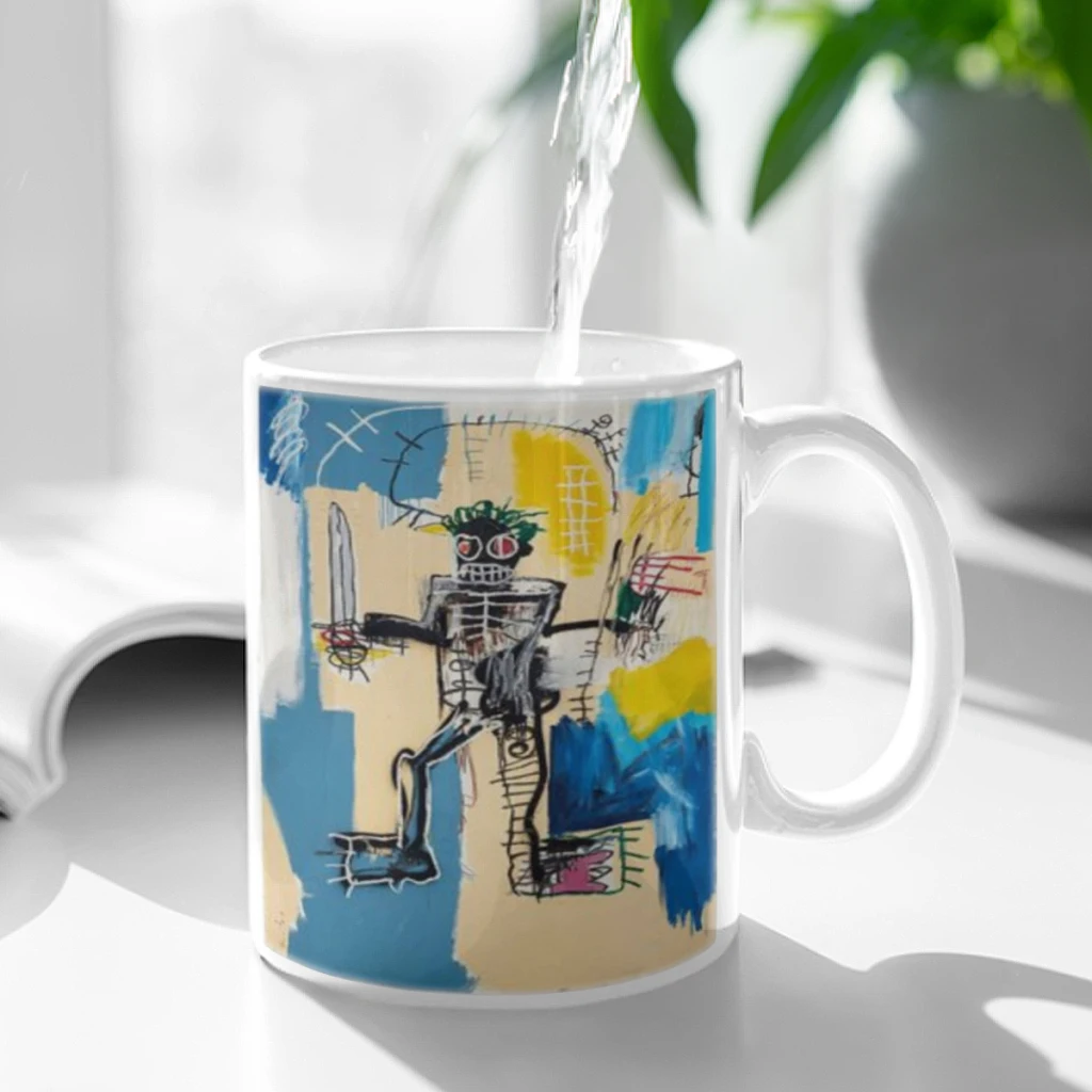 J-Jean-M-Michel Graffiti Classic Anime Coffee Mug Tea Cup 11oz Coffee Cup Funny Birthday Gifts for Women and Men Ceramic Mug Cup