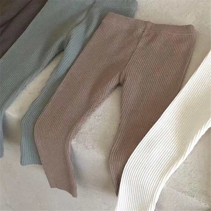 2024 New Baby Cotton Ribbed Leggings Solid Cotton Infant Stretch Pants Soft Comfortable Toddler Pants Kids Boys Girls Trousers