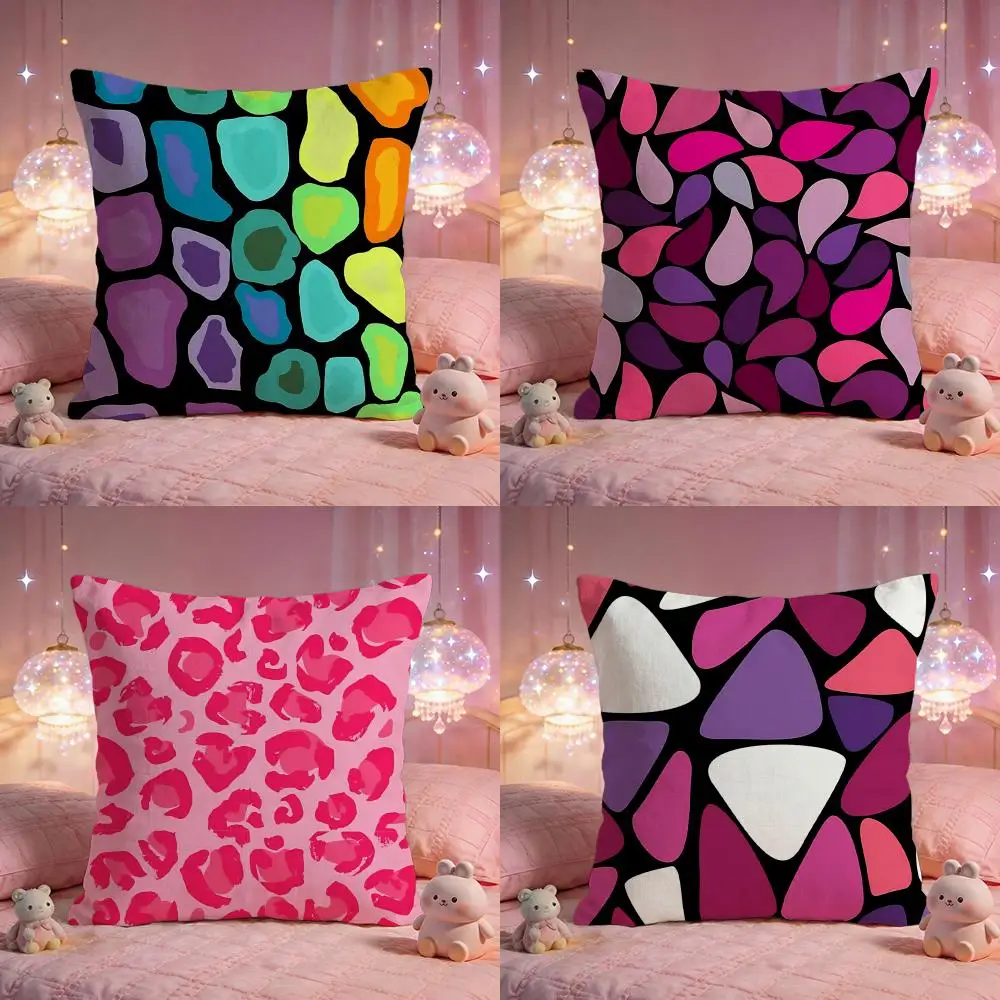 Boho Geometric Leopard  Allover Print Cushion Cover Premium Comfort Reversible Pillow Cove -Two in One Design for Any Room  Car