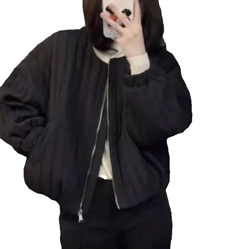 

Autumn Winter Short Cotton Jacket Women 2025 New Fashion Loose Casual Pure Colour Cotton Coat Zipper Outerwear Female