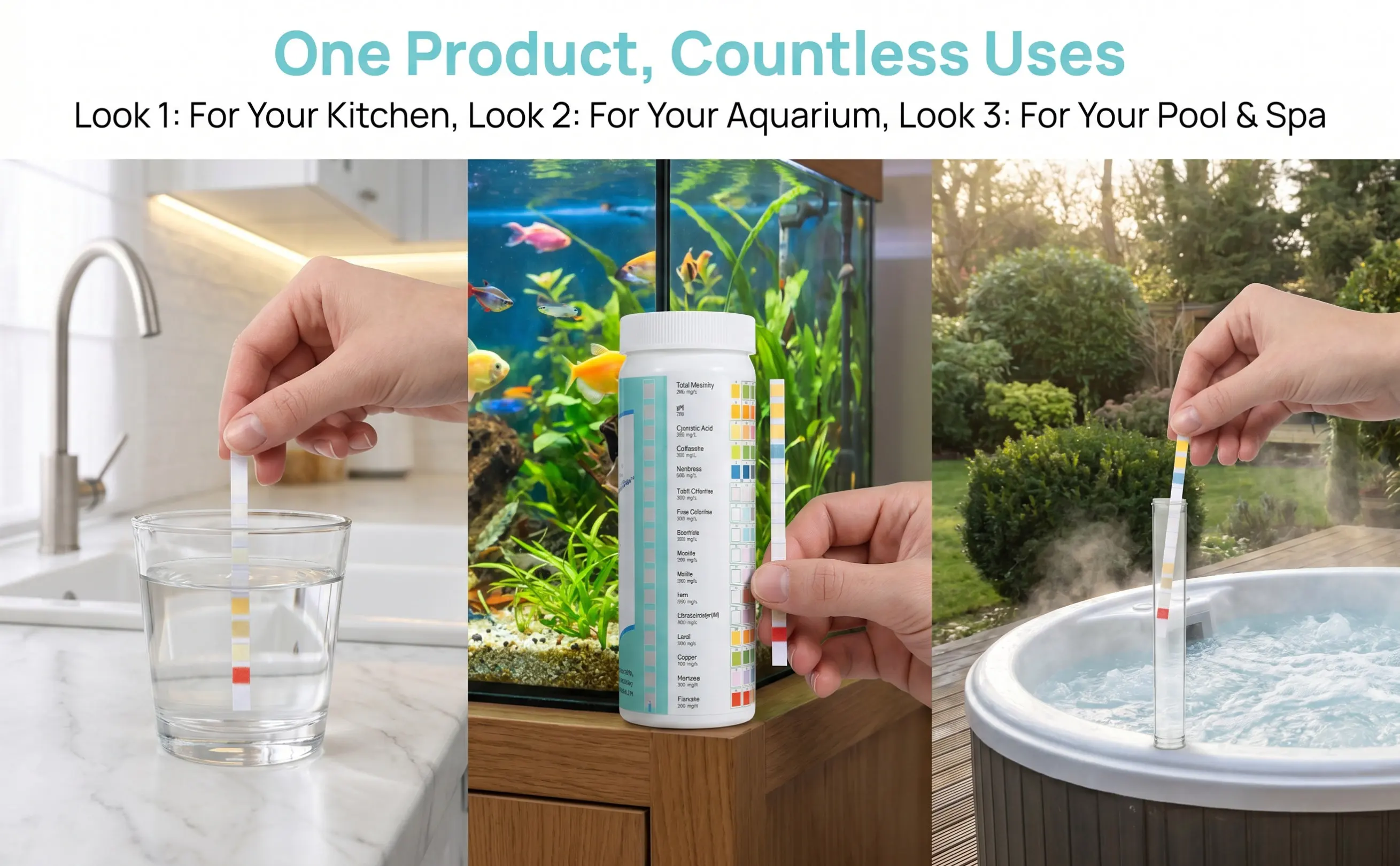 100Pcs Drinking Water Test Strips Water Quality Testing Strips 16-in-1 Multi-Functional Home Restaurant Office Use