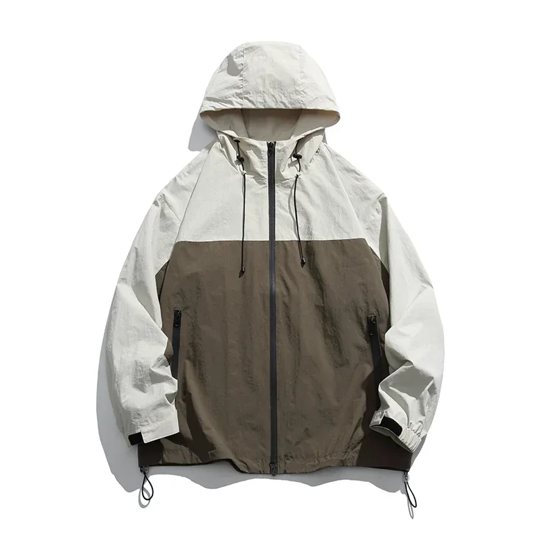 

Trendy Men's Outdoor Jacket Fashionable Casual Windbreaker with Hood Suitable for Mountain Cycling Climbing Traveling Camping