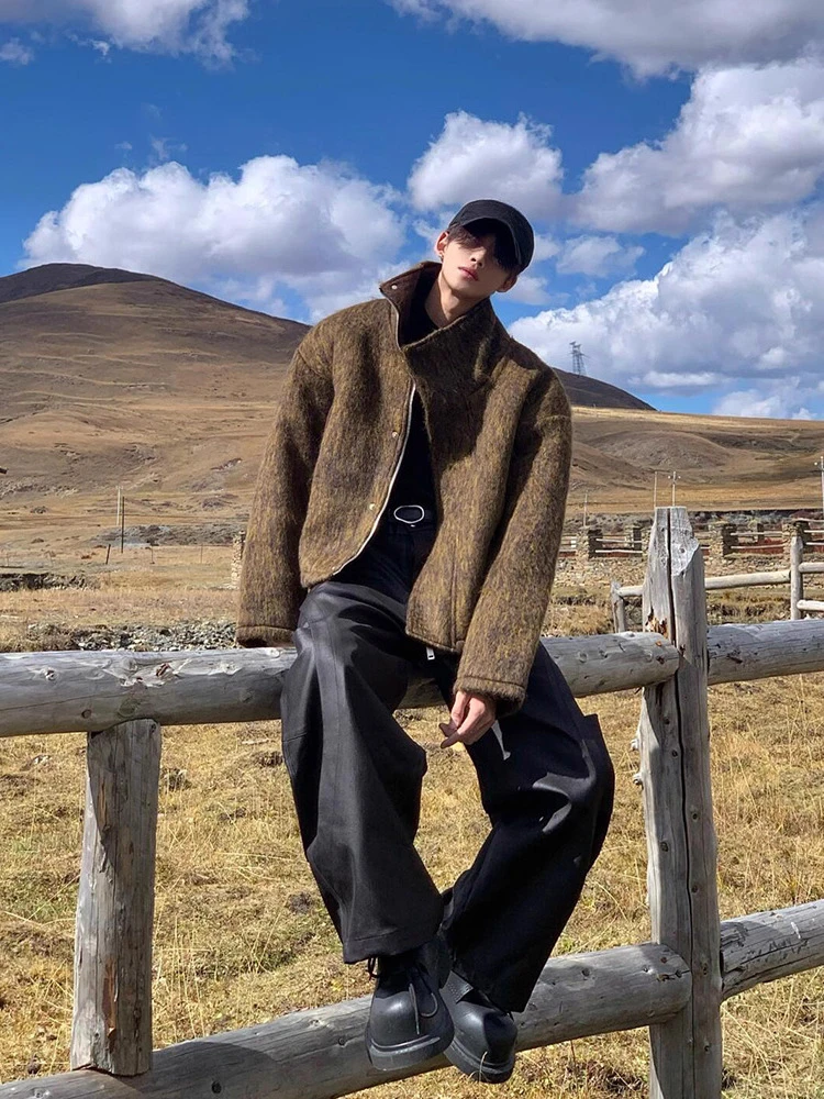 الرجال 2025 الخريف الشتاء جديد عصري القطن وسادات مبطنة النمط الأمريكي شارع العليا سترات الوقوف طوق الراحة معاطف السترة #3