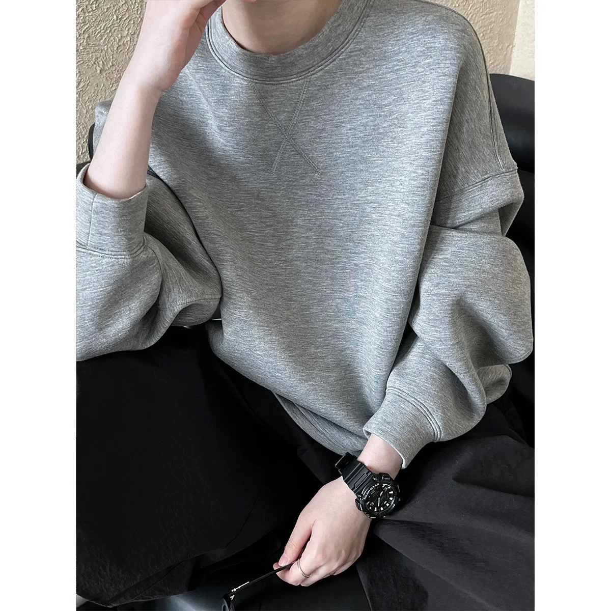 Loose round neck long-sleeved sweatshirt bottoming women\'s 2024 Korean style trendy versatile pullover top inner wear