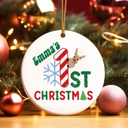 Ornamento per bambini di natale personalizzato Baby First Christmas Photo Prop Ornament regalo ricordo personalizzato ornamento in ceramica di natale per neonati