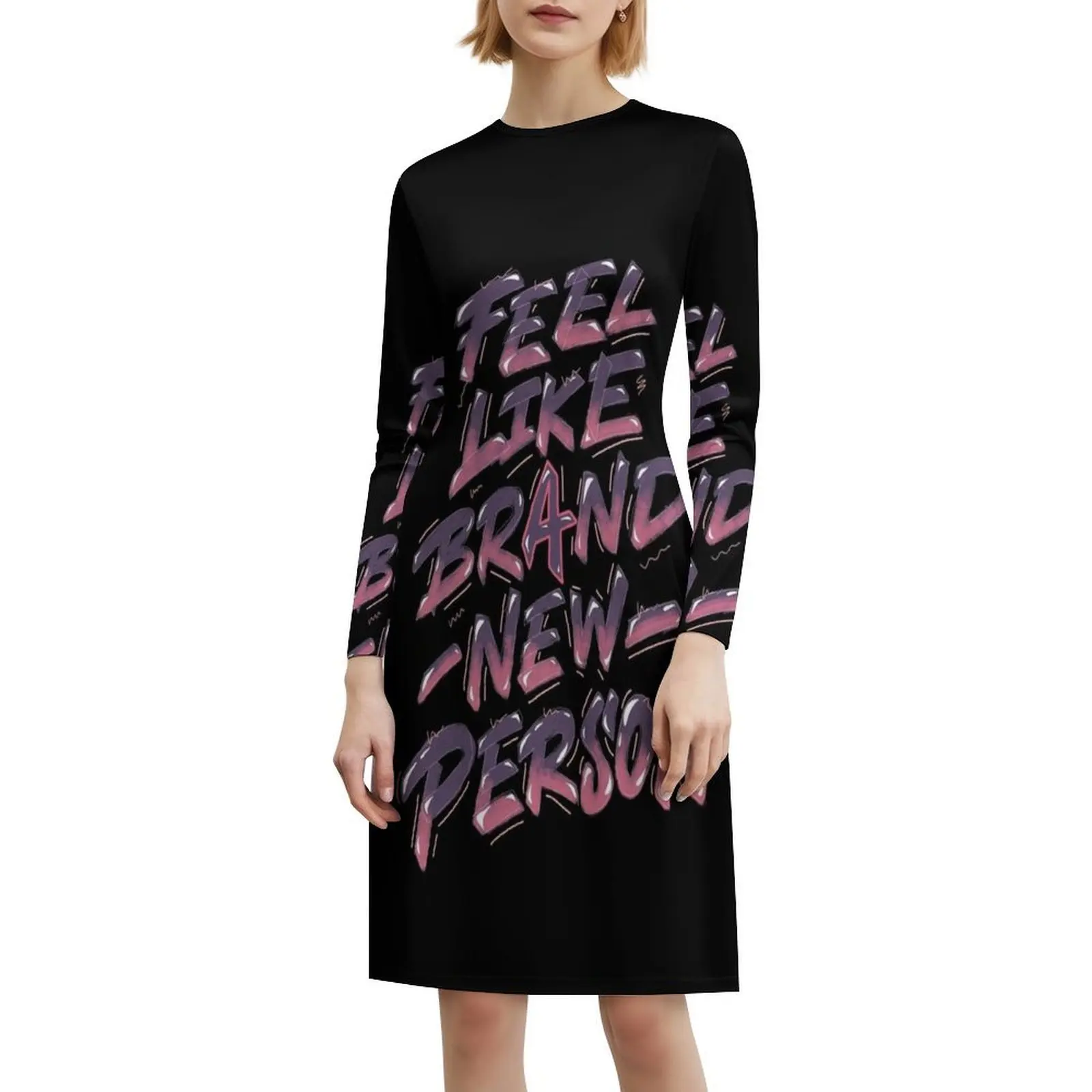 يشعر وكأنها شخص جديد تمامًا فستان قصير على طراز Impala Preppy للنساء على شكل حرف a فضفاض مناسب فستان يوم غير رسمي كلمات Impala #6