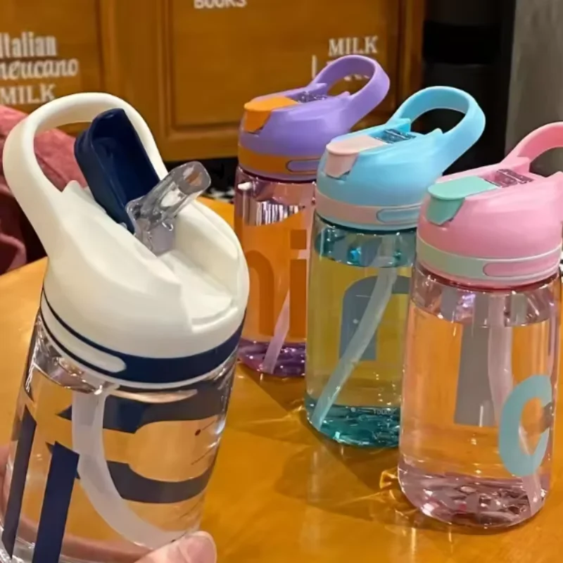 

450ml Portable Water Bottle for Gym, Fitness, Outdoor Camping, Hiking, and Sports - PC Material, Sealable Plastic with Straw