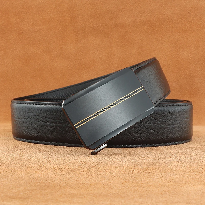 

Business men belts Automatic Buckle fashion brand luxury full grain leather young male trousers ceinture homme