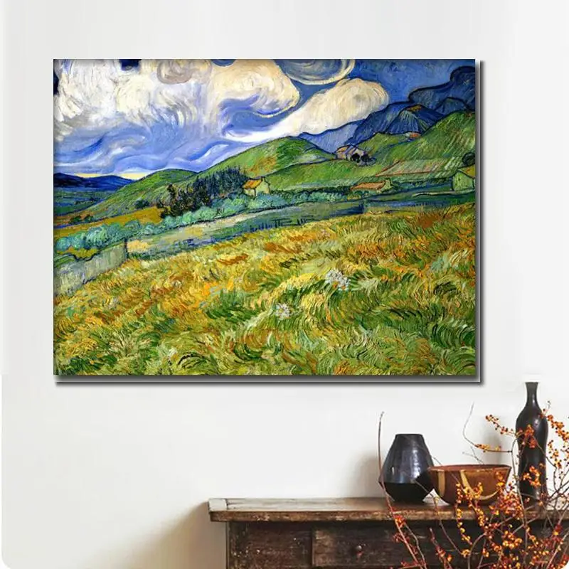 

Wheatfield and Mountains Vincent Van Gogh Painting Hand Painted Art on Canvas High Quality Landscapes Artwork for Wall Decor