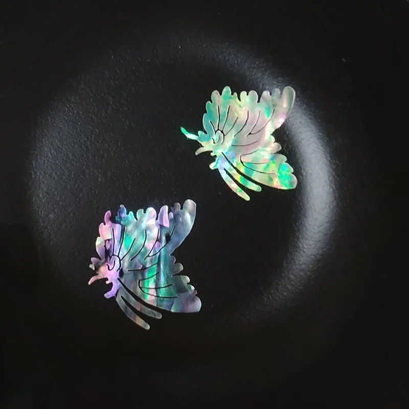 2 PC Abalone (Pāua) Shell Pieces Butterfly Shape Scrap Inlay Pack-for Crafts, DIY Project, Jewelry Making, Musical Instruments