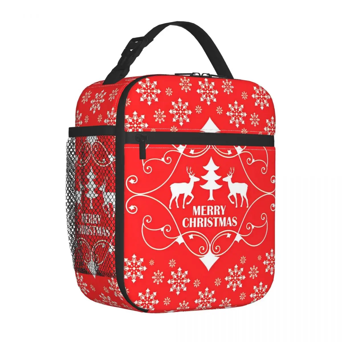 Merry Christmas Insulated Lunch Bag Santa Snowflake Elk Lunch Container Thermal Bag Tote Lunch Box Beach Picnic Food Handbags