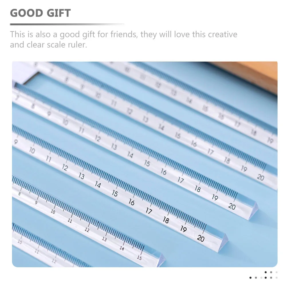 

10Pcs Transparent Plastic Scale Ruler Clear Triangular Measuring Tool for Students Drawing Scale Ruler