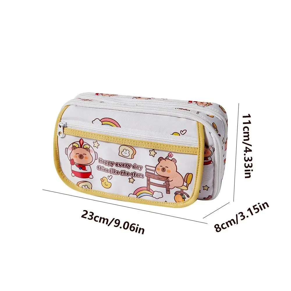 Large-capacity Capybara Pencil Bag Storage Box Canvas Capybara Pen Pouch Korean Style Capibala Cartoon Pen Bag Student Kid