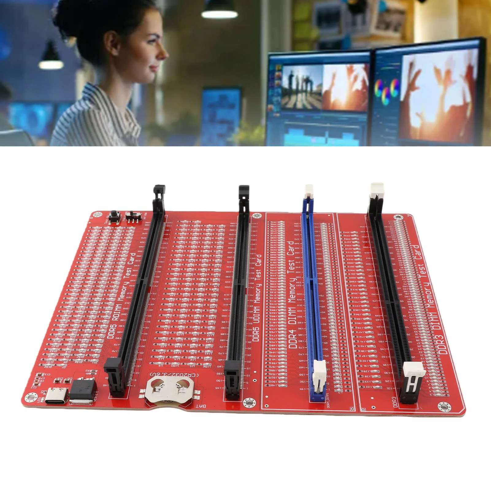 Cartão Testador de Memória RAM 4 em 1 para Computador Desktop DDR3 DDR4 DDR5 UDMM DDR5 RDIMM Analisador Diagnóstico com Luz