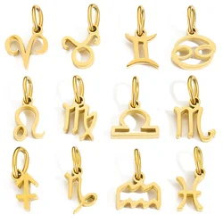 12 Sign Charms Zodiac Stainless Steel Pendant Necklace Golden Color Fashion Jewelry No Tarnish No Fade Color Jewellery Women Y2k