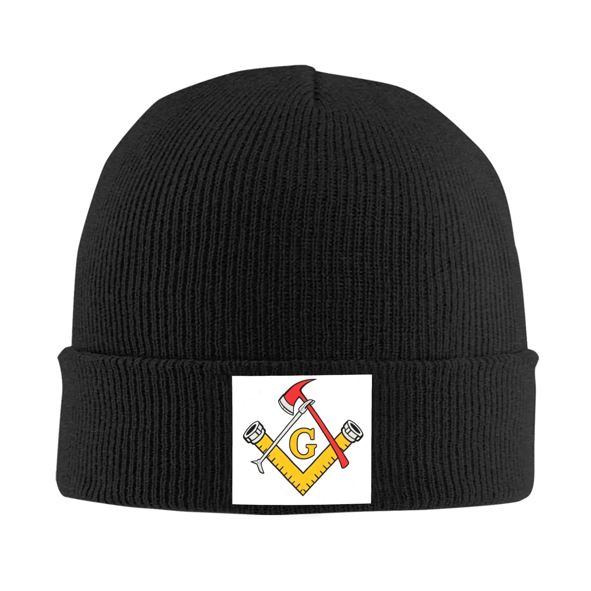 Masonic Free Mason Firefighter Fireman Fire Rescue Freemasonry Winter Skullies Beanies Hat Warm Autumn Knitted Hats Bonnet Caps