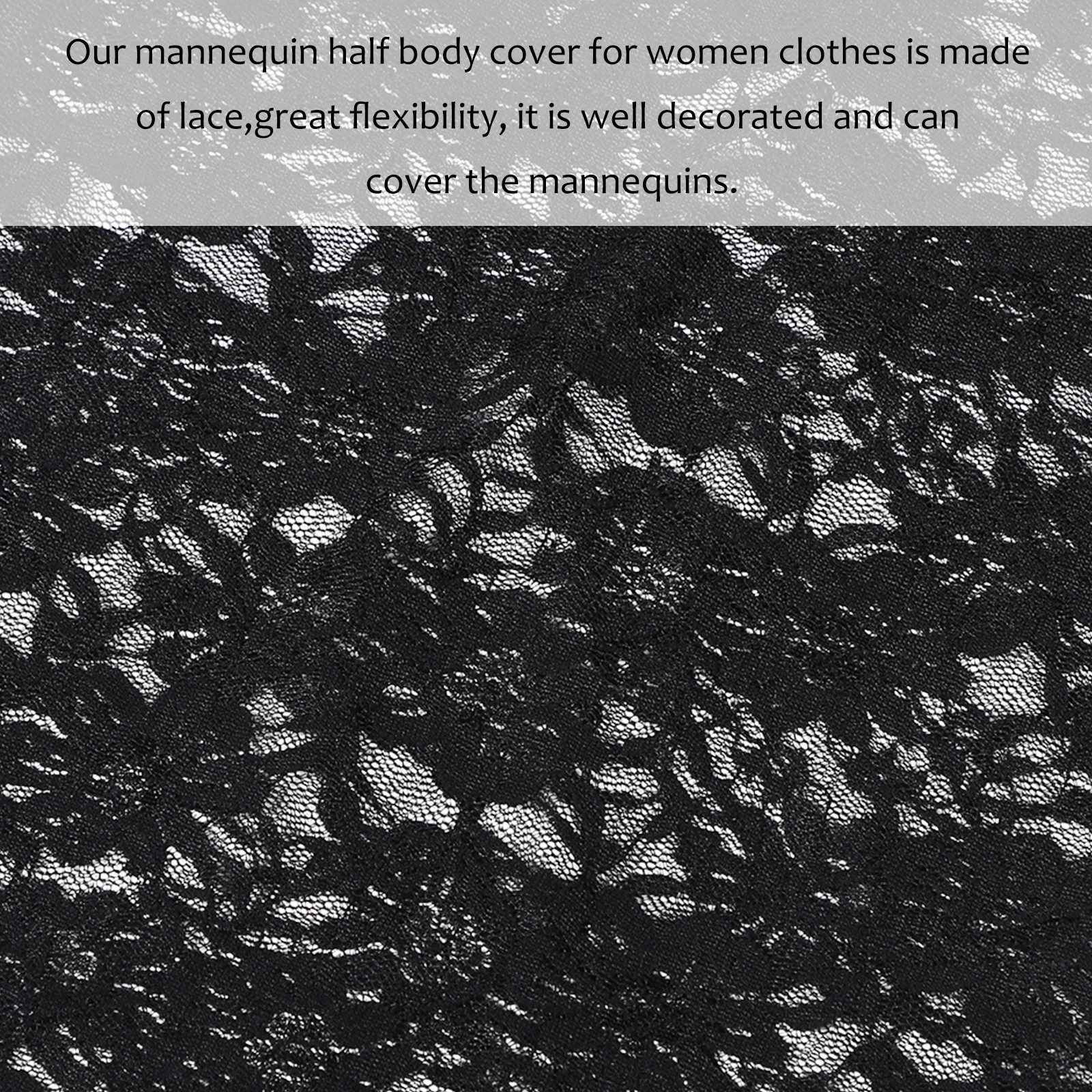 

Women Mannequin Body Lace Cover Black Formal Dress Cloth Props Lightweight Reusable Retail Display Clothing Accessories Jewelry