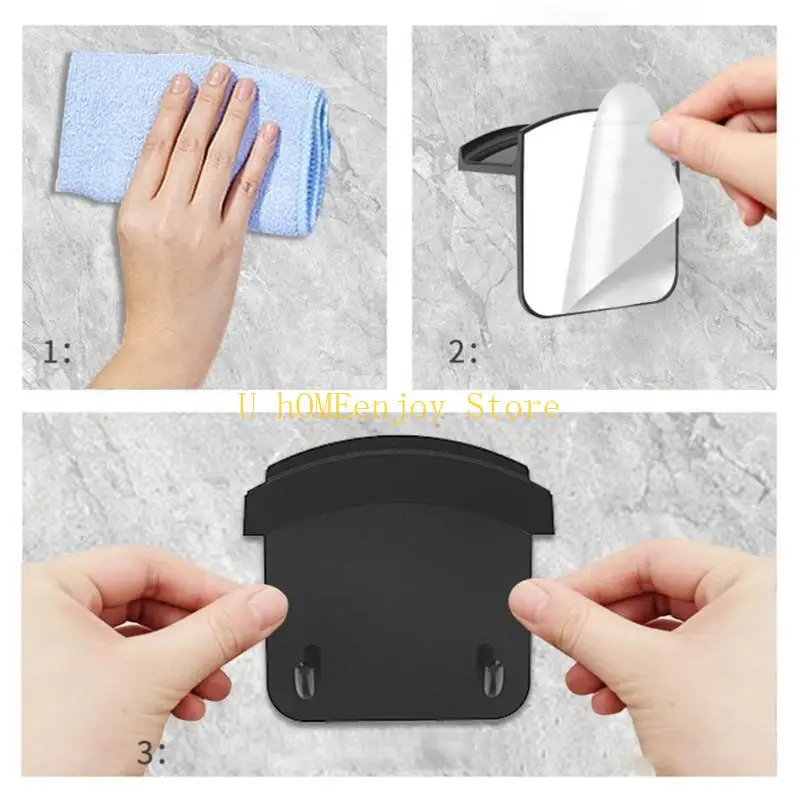 B0KF Headphone Stand Space-Saving Headset Holder Wall-Mounted Earphone Rack Adhesive