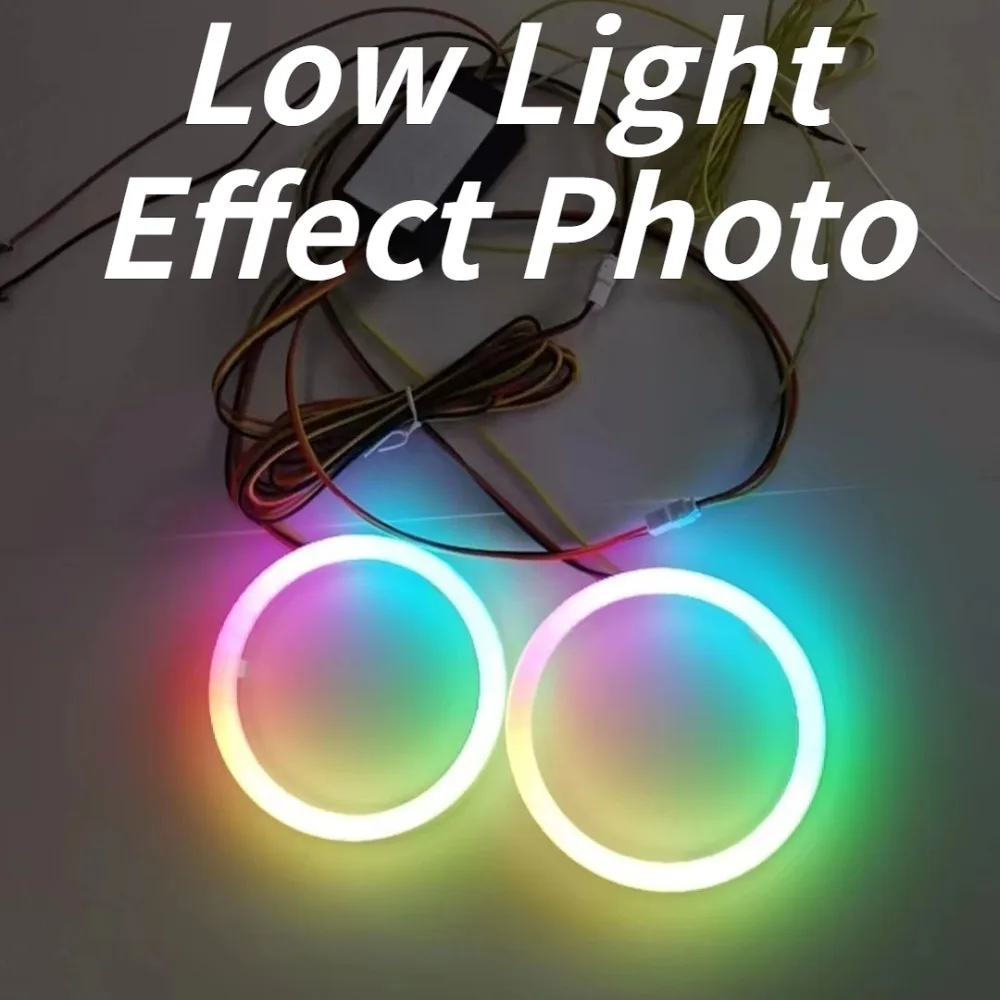 

For 2.5/3 Inch Dual Beam Lens APP Control RGB Cotton Light LED Angel Eyes Halo Ring Car Headlight Modified Universal Accessories