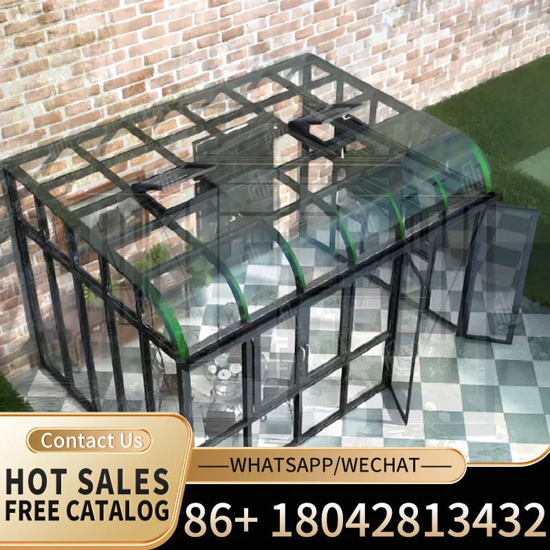 Slant Roof Top Glass House Open Backyard Leisure Customization Pergola Conservatory For Patio Garden Balcony sunroom