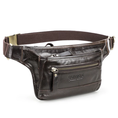 Riñoneras de cuero genuino de CONTACT'S para hombre, riñoneras personalizadas, bolso cruzado, bolsillo para teléfono, grabado de nombre, bolsos de viaje para hombre