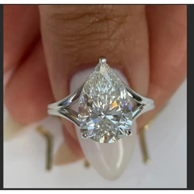 Solid 925 Sterling Silver Ring Fully Set with Moissanite Festive Gift Ideal for Any Occasion