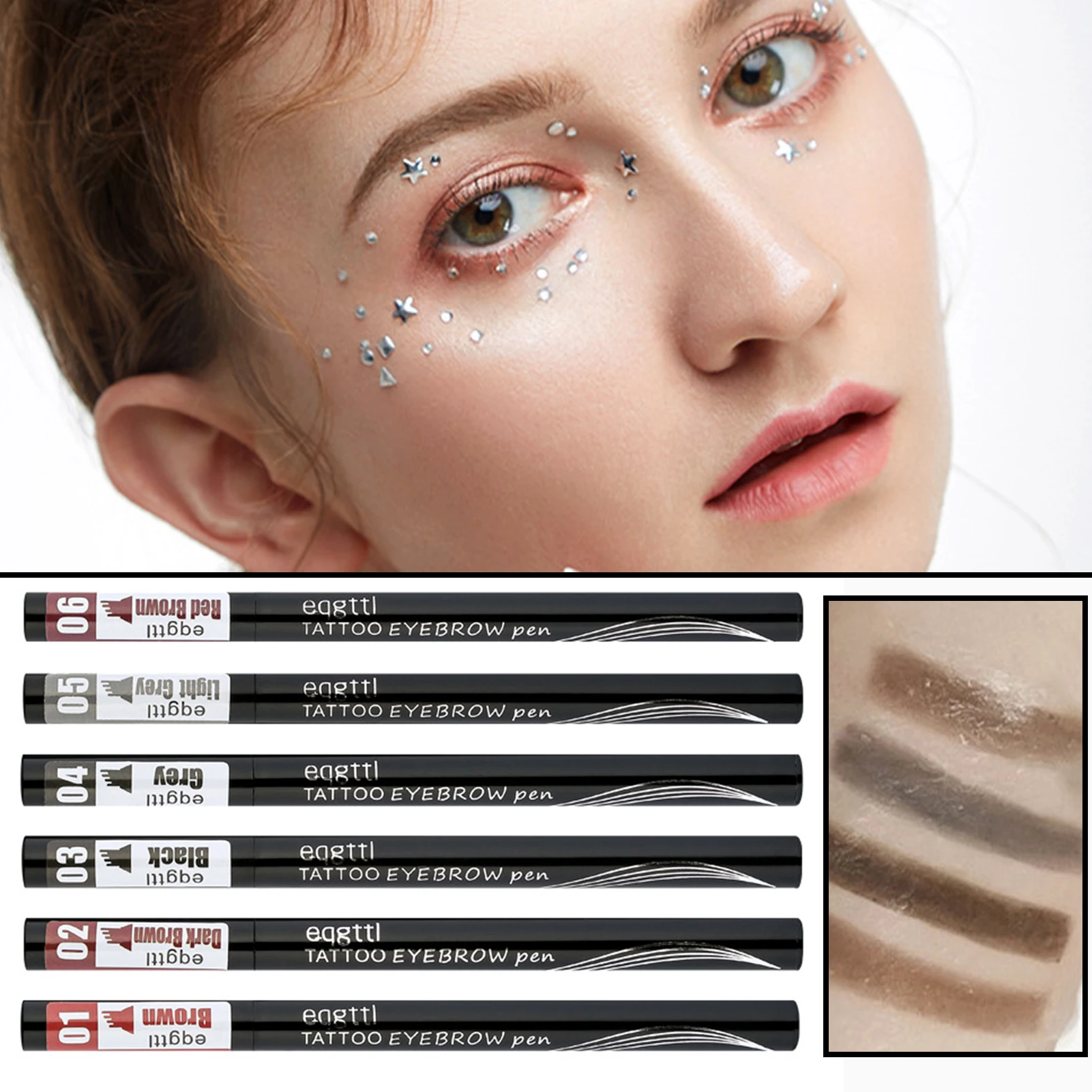 4 Tip Sweatproof Liquid Eyebrow Pencil Long-Lasting Liquid Eyebrow Marker For Home/Travel