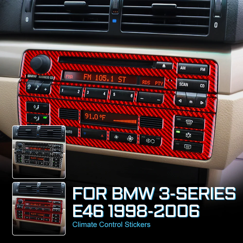 

Real Soft Carbon Fiber Cover For BMW E46 1998-2006 Center Console Panel AC CD Button Frame Trim Sticker Car Accessories