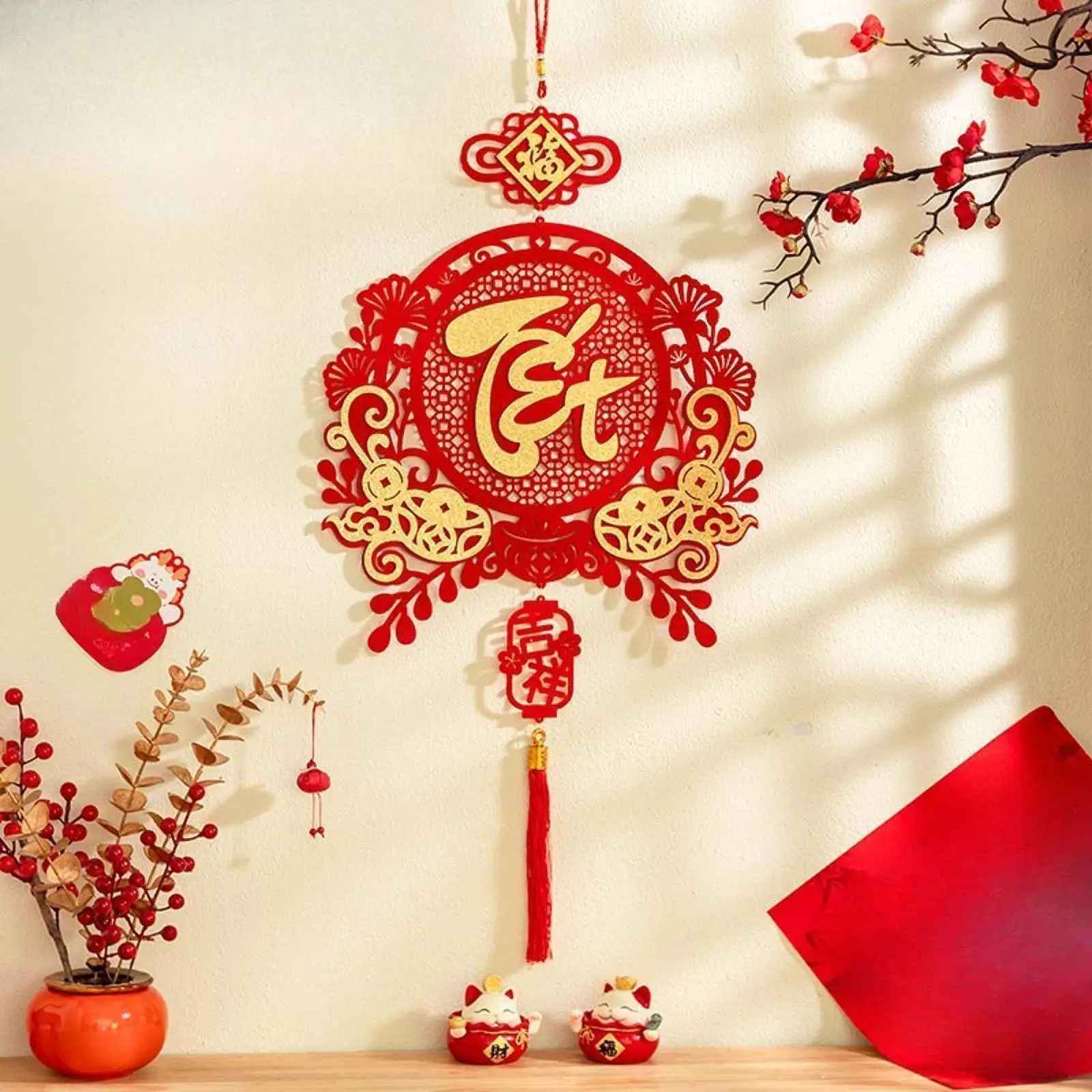 

Festival Decorative Pendants Flocked Fabric Event Decoration Local Hanging Ceiling Party Decor for New Year 2026