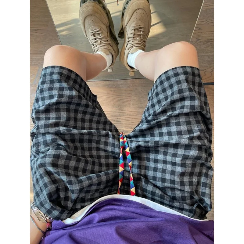 

Шорты унисекс Extra Large (до 300 фунтов) в стиле ретро с тонкой сеткой, летние, с плетеным поясом, свободные, средней длины (до колена)