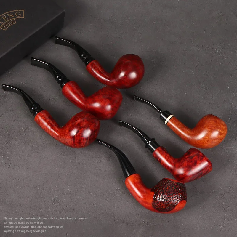 Luxury Caving Briar Wood Tobacco Pipe Classic Bent Type Cigarette Smoke Pipe Cigarette Holder Narguile Pipe For Mens