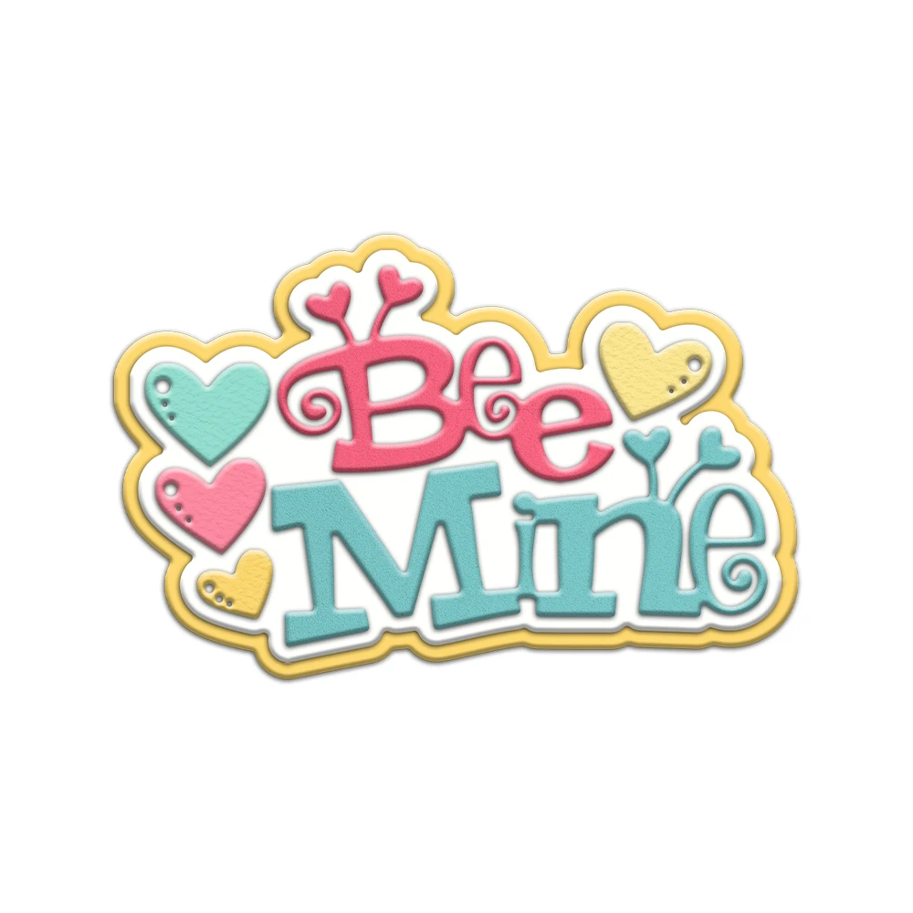 MangoCraft Bee Mine And Hearts Cutting Dies Valentine\'s DIY Scrapbooking Supplies Metal Dies Knife Mold For Cards Albums Decor