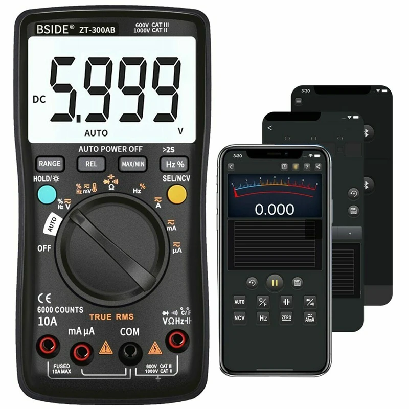 ABSF BSIDE ZT-300AB Multimeter Digital Teknologi Nirkabel Ammeter True RMS Auto Rang Tes Kapasitor Voltmeter Analog Cerdas